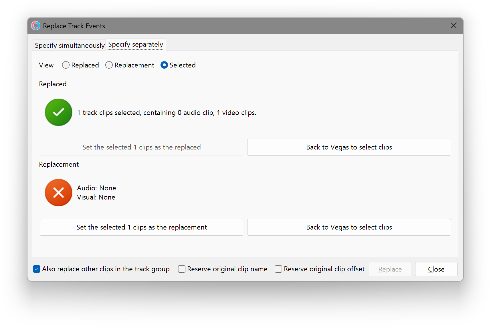 Replace Track Events Separately